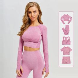 Women's Vitality Seamless Yoga Set Fitness Clothing Sportswear Women's Gym Leg Push Up Tight Top 240116