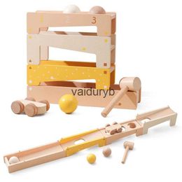 Intelligence toys Wooden Track Assembly Toy Montessori Toys Wooden Trolley Baby Shape Tapping Training Hand And Foot Training Toys Building Blocksvaiduryb