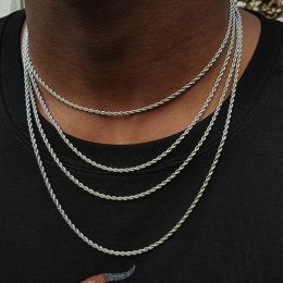 ASSORTED Colours MEN NECKLACE 4MM ROPE BOX CHAIN 14K White Gold CHOKER 18 TO 24 INCH