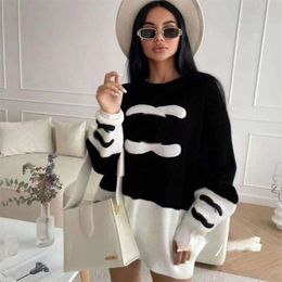 Designer Knit dress Knit sweater hoodie Gentle fashion style design autumn/Winter