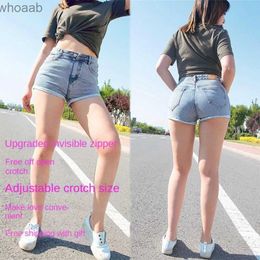 Women's Jeans Outdoor Full Zipper Invisible Open Crotch Jeans Women's Tight Double-Headed Zipper Tight Shorts Lovers Wild Sex Convenient Pants YQ240116