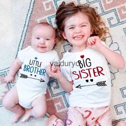 Family Matching Outfits Big Sister Little Brother Siblings Matng T Shirts Boys Girls Summer Clothes Tops Newborn Bodysuit Birthday Party Gift Outfits H240508