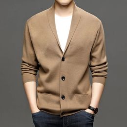 Korean Cardigan Mens Sweater Knit Top Male Clothes Black Long Sleeve VNeck Wweater Oversize Jacket Coat S3XL 240115
