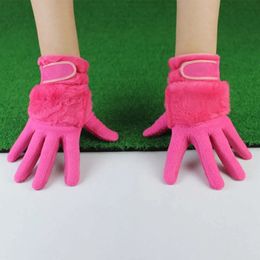 Winter 1Pair Suede Men Women Warmth Artificial Rabbit Fur Golf Gloves Non Slip Accessories 240116