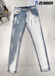 Mens Jeans Purple Jeans Designer Denim Embroidery Pants Fashion Holes Trouser US Size 28-40 Hip Hop Distressed Zipper Trousers rock revival true men jeansEO18