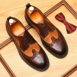 Platform Mens Dress Italian New Style Genuine Leather Brand Designer Mixed Colour Brogues Wedding Shoes for Male