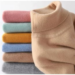 Autumn Winter Soft Men Cashmere Bottoming Shirt High Collar Warm Comfortable Business Casual Fashion Wool Knitting Sweater 240116