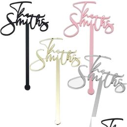 Other Event Party Supplies 1250100Pcs Personalized Drink Name Stirrers Swizzle Sticks Cocktail Bar Stir Wedding Shower Drop Delivery Dh7Y1