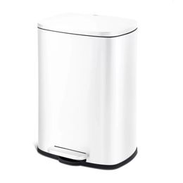 Qualiazero 132 Gallon Trash Can Rectangular Step on Kitchen White Smart 240116