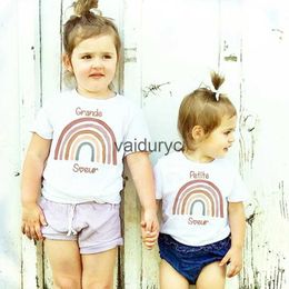 T-shirts Big Sister Little Sister Matng T-shirts Girls Tee ldren Tops Short-sleeve Clothes ld Summer T Shirt Kids Outfit H240508