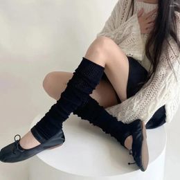 Women Socks Black Warmer Cotton Knitted Warm Foot Cover Knee Long Stockings Korean Autumn Winter Y2k Girls