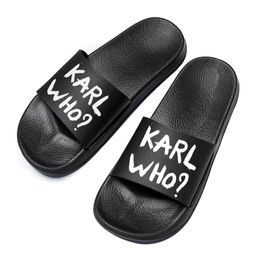 karl lagerfield woman black shoes summer beach Slipper Sliders Luxury Sandal Flip Flop Slide flat gift black rubber sole man Designer sandale pool loafers lady gift