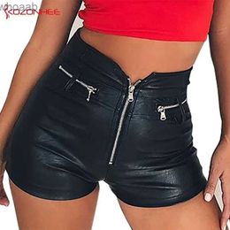 Women's Jeans Sexy Tight Mid Waiste Black PU leather shorts For Women Tight Vintage Slim PU leather Shorts Femme Shorts Women #94 YQ240116