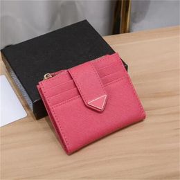 Luxury small Designer wallet Triangle Leather Womens Coin Purses Key Wallets mens fashion mini hand bag Card Holders passport holders key pouch keychain