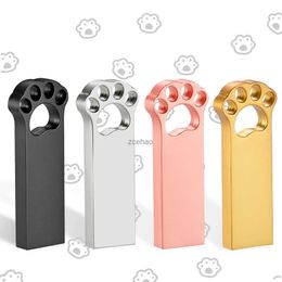 USB Flash Drives JASTER Bear Claw USB Flash Drive 128GB Creative Business Gifts Pen Drive 64GB Rose Golden Memory Stick Black Metal Pendrive 32GB