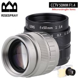 RISESPRAY 50mm APS-C lens C mount f/1.4 CCTV Lens C Mount 2/3 CCTV Lens features alloy casing with for NEX EOS-M N1 M4/3 FX 240115