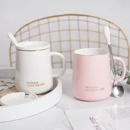 Mugs 430ML Ceramic Mug Creative Simple Breakfast Milk Cup Couple Home Office Coffee Solid Color Student Water