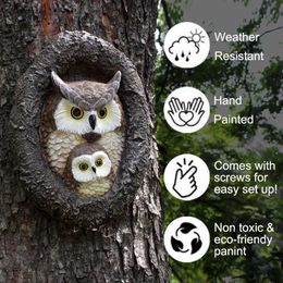 Garden Decorations New Product Mother and Son Owl Tree Hole Hanging Ornaments Garden Decoration Animal Tree Hanging Pastoral Style Ornaments YQ240116