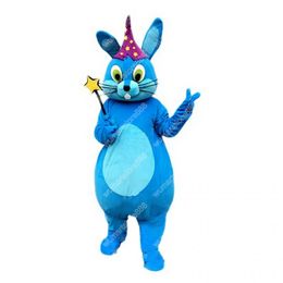 Newest Blue Rabbit Mascot Costume Top quality Carnival Unisex Outfit Christmas Birthday Outdoor Festival Dress Up Promotional Props Holiday Party Dress