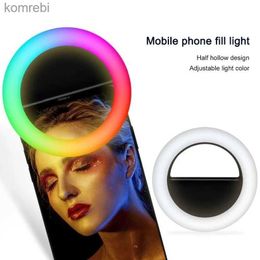 Selfie Lights Universal Mobile Phone Led Selfie Ring Light USB Charge Fill For iPhone Samsung Huawei Mi Lens Ringlight Clip Photo LampL240116