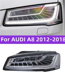 Car Head Lights Assembly For AUDI A8 2012-20 18 LED Matrix Style LED Headlights DRL Dynamic Turn Signal Light Auto Accessory