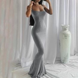 Casual Dresses For Women 2024 Plus Size Solid Colour Bodysuit Sling Dress Slim Long Home Women's Vestidos