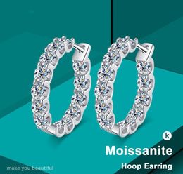 Choucong 2.6ct D Colour Moissanite Clip Earrings Real 100% 925 Sterling Sliver White Gold Hoop Diamond Gemstones Earring for Women Wedding Party Jewellery Gift