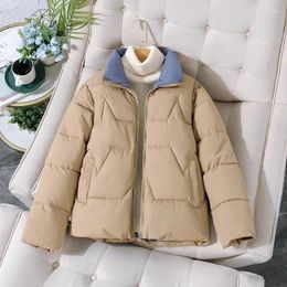 Women's Trench Coats 2024 Winter Women Parka Cotton Casual Jackets Thick Warm Overcoat Female Short Outerwear Black Khaki Clothes 1987