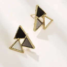 Stud Earrings Personality Triangle For Women Party Punk Jewelry Trendy Golden Color White Black Simple Geometry Gift
