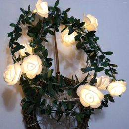 Strings Rose Fairy String Lights Artificial Flower Garland With LED Copper Light Vine Outdoor C9 Christmas Wire