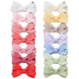 Hair Accessories 100pc/lot 2inch Grosgrain Ribbon Bow Clips Kids Girls Solid Bowknot Hairpins Barrettes Children Headwear Wholesale