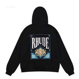 FNV1 New Mens Rhude Hoodies Men Women Designer Rhude Hooded Fashion Popular Letters Printing Pullover Winter Black White Sweatshirts