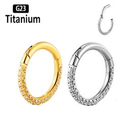 G23 High Quality Three sides Zircon Hight Segment Rings Open Small Septum Piercing Nose Earrings Helix Body Jewellery 16G 240116