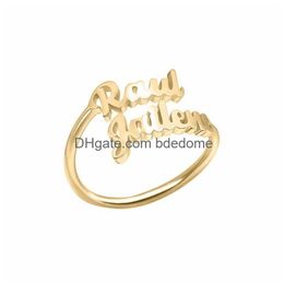 Cluster Rings Two Name Rvs Rings For Women Gold Customized Couples Names On Ring New Mother Daughter Jewelry Poison649 T2 Drop Delive Dhgdw