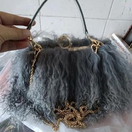 Evening Bags Real Fur Wool Chain Shoulder Bag For High Quality Women Designer Purses And Handbags Women's Party Clutch Crossbody