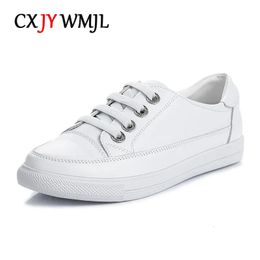 CXJYWMJL Genuine Leather Women Casual Sneakers Plus Size Spring Summer Skate Shoes Ladies Little White Vulcanized Woman 240115