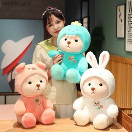 Stuffed Plush Animals Kawaii Transformed Teddy Bear Plush Toys Soft Stuffed Animal Dressing Bunny Rabbit Brown Bear Plushies Children Kids Gift