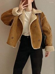 Women's Jackets Autumn Clothing Jacket Solid Suede Suit Collar Long Sleeved Temperament Double Breasted Trench Coat For Women