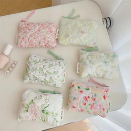 Cosmetic Bags Flower Cotton Women Lipstick Makeup Bag Winter Cute Mini Wallet Travel Storage Zipper Toiletries Clutch