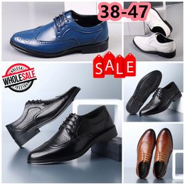 Designers Shoes Casual Shoes Mans Blue brown Leather Shoes Pointed Toe banquet suit Man Business heels EUR 38-47
