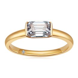 Hot seller S925 Silver D Color 1CT Moissanite Engagement Rings 5X7mm Emerald Cut Simple Princess Square Gold Ring