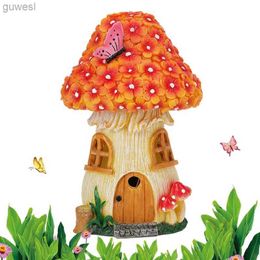 Lawn Lamps Creative Mushroom House Garden Lights Mushroom Solar Lights Cute Resin Statue Garden Decoration Unique Solar Lights Outdoor YQ240116