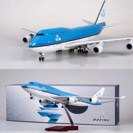 1/157 Scale 47CM Aeroplane 747 B747 KLM Royal Dutch Airlines Model W Light Wheel Diecast Resin Plane For Collection 240115
