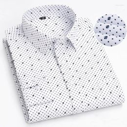 Men's Dress Shirts Luxury Printed Spring Autumn Long Sleeves Solid Coloured Cotton Non Ironing Business Formal Social Clothing 3XL-4XL