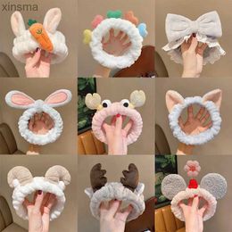 Headbands cute carrot Plush face wash hair band winter warm letter rabbit ear headbands fashion bow wide edge girl hair bands headdress YQ240116