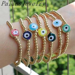 Bracelets 6Pcs New Styles Lampwork Glass eye beads charm bracelet Handmade gold plated copper beaded bracelet For Women Men