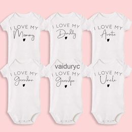 Rompers I Love Daddy Mommy Auntie Uncle Grandpa Grandma Baby Bodysuit Newborn Short Sleeve Clothes Infant Romper Boy Girls Body Jumpsuitvaiduryc