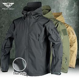 Military Thin Jacket Men Waterproof Windproof Special Forces Hooded Tactical Coats Camo Spring Autumn Shark Skin Bomber Jackets 240115