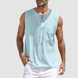 Men's Tank Tops Top Crop-top Gym Sleeveless-shirts Basketball Singlet Ribbed Sportswear Bodybuilding Y2k Solid Colour Cotton Linen