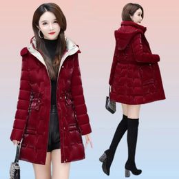 Women's Trench Coats Fashion Glossy No-wash Down Cotton Jacket Womens 2024 Winter Parkas Large Size Cotton-Padded Coat Female Hooded Warm